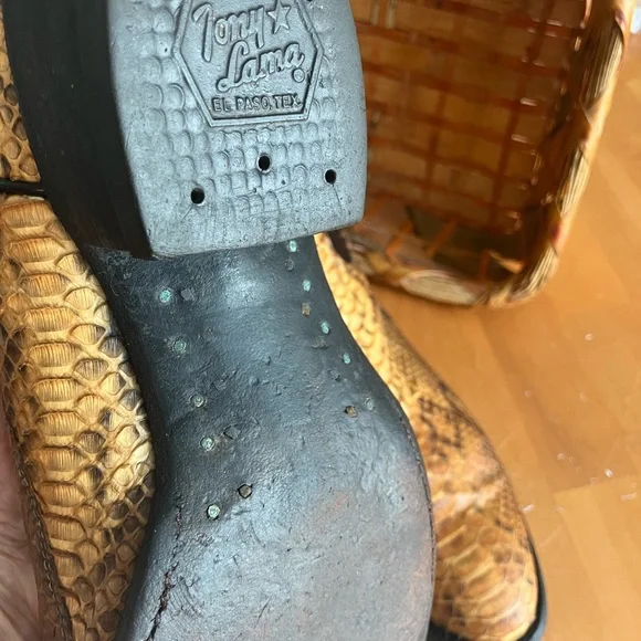 Vintage Tony Lama snakeskin and leather Western Style Boots - Picture 5 of 7